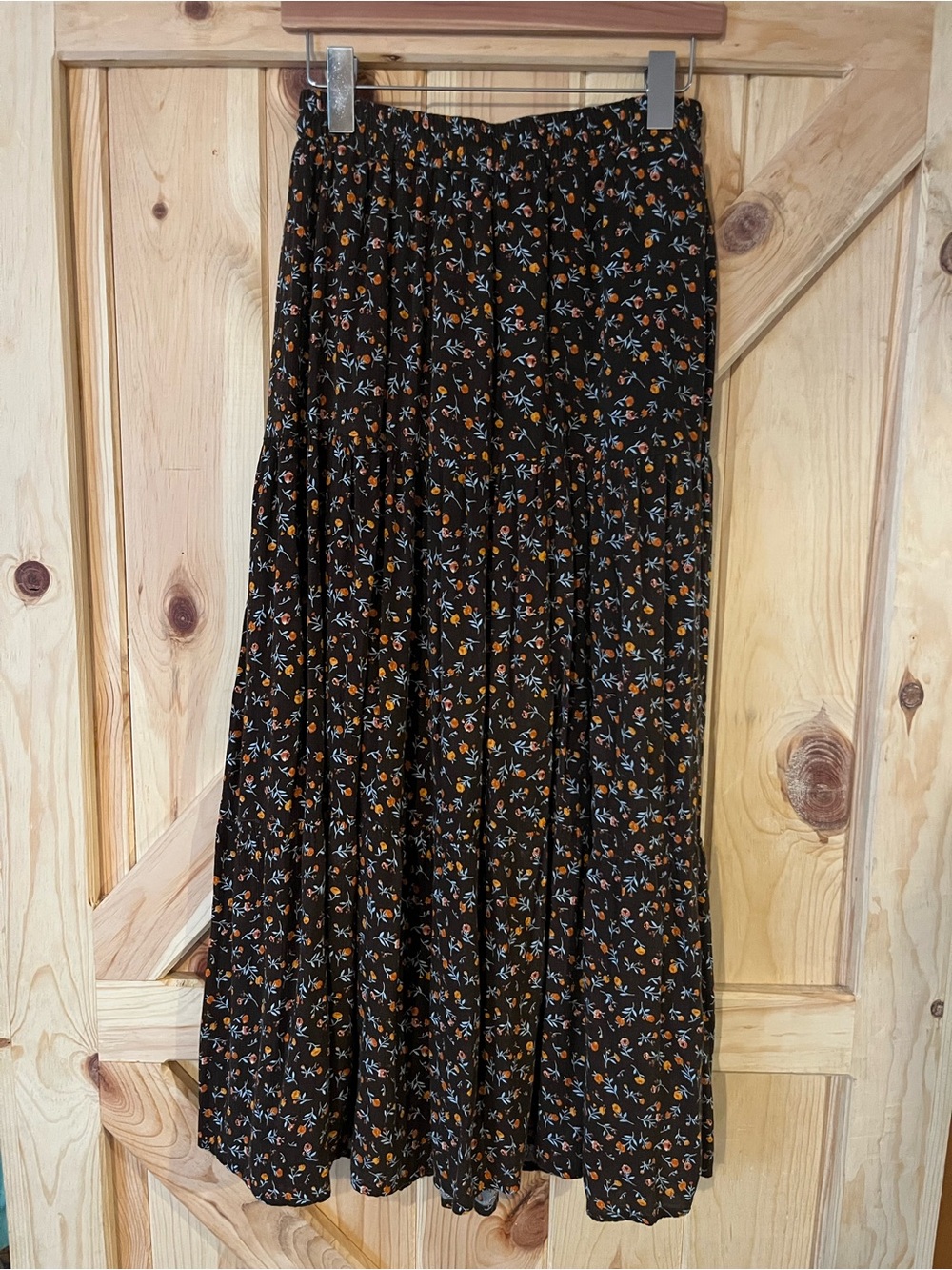 Japna Brown Floral Maxi Skirt 100% Rayon